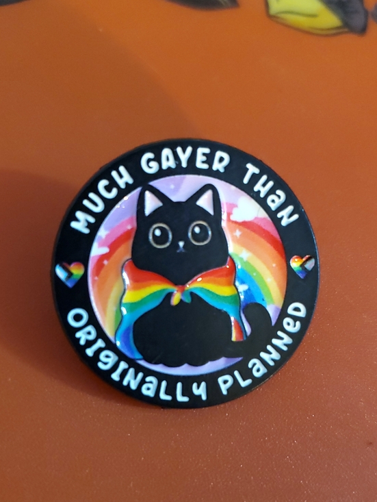 Jewelry - Rainbow Pride Cat Enamel Pin - Black Cat with Rainbow Bow